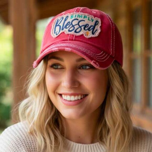 2/$30 Ladies Pink Simply Blessed Baseball Hat - Picture 4 of 9